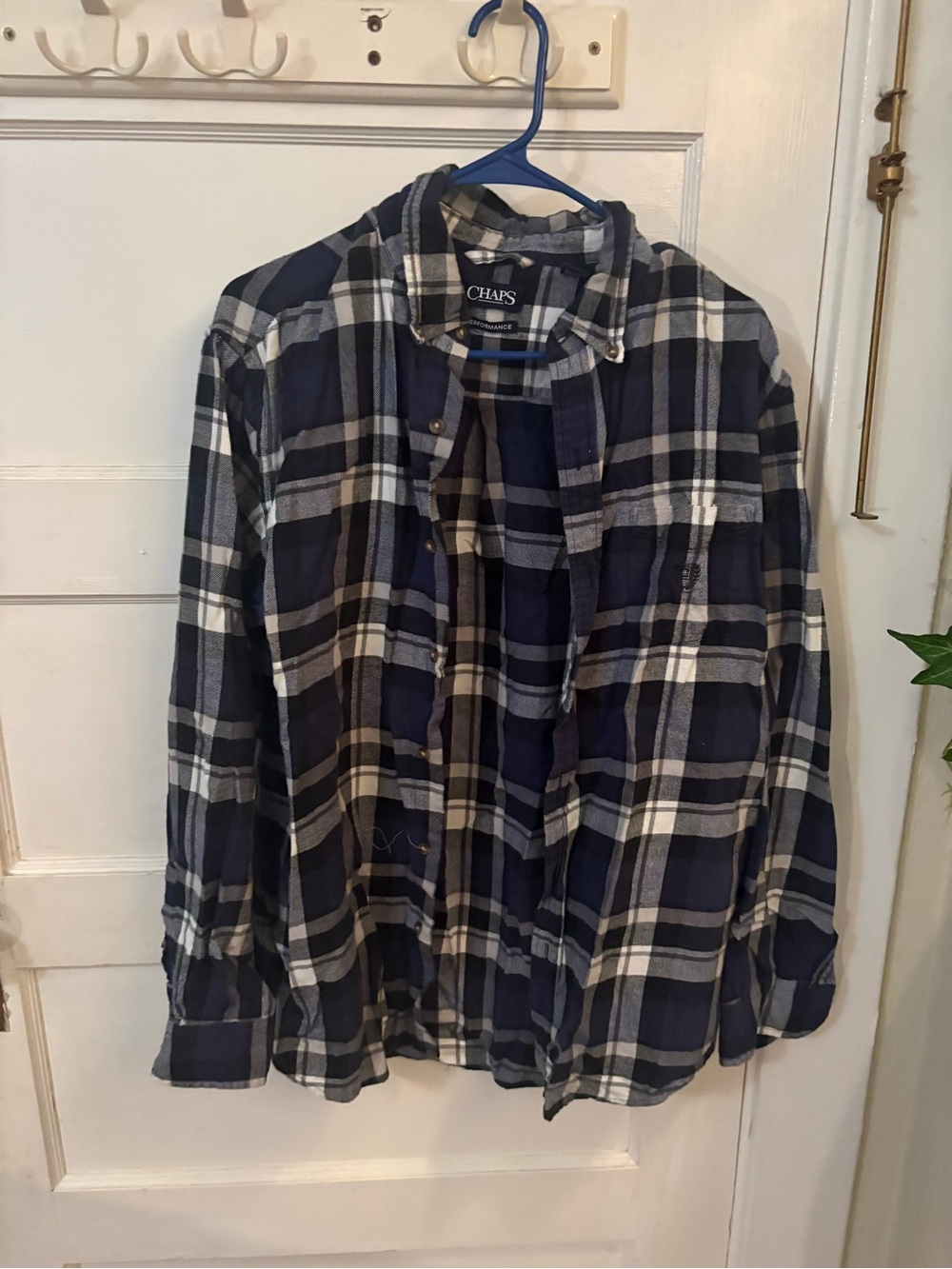 Chaps Blue and White Plaid Lightweight Shirt Jacket